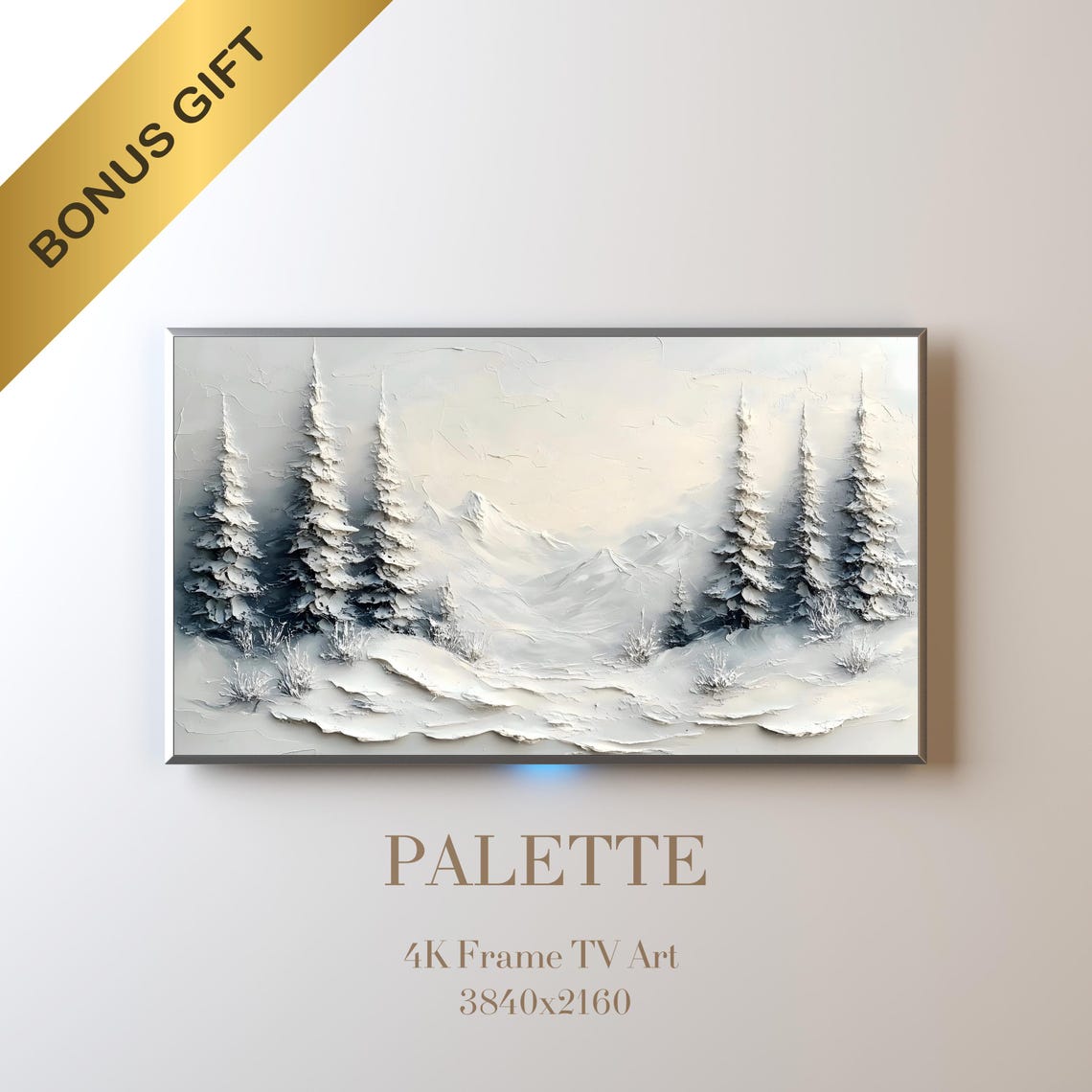 Snowy Pine Forest Winter Frame TV Art 4K Screen Digital Print