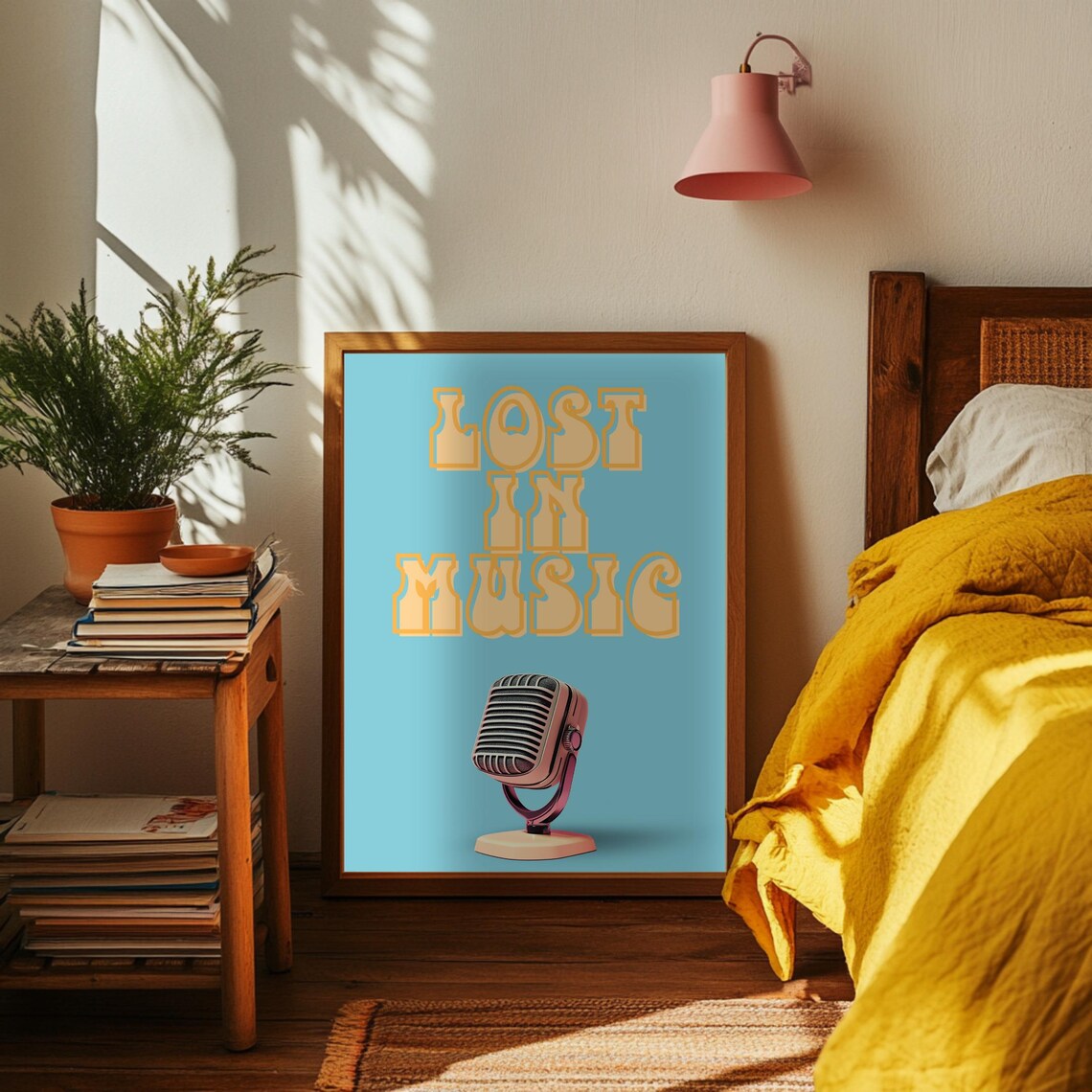 Lost In Music Retro Poster, Gift for Music Lover