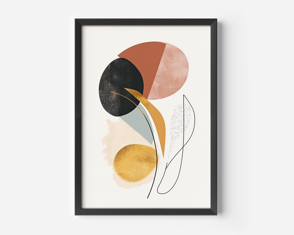 Modern Wall Art For The Living Room Abstract Boho Decor Beige Orange Geometric Minimalist Scandi Poster Hallway Or Office