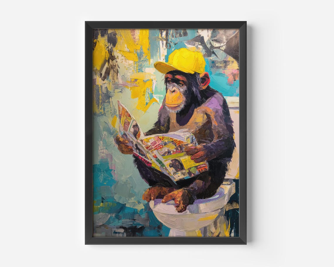 Funny Monkey Bathroom Pop Art Poster