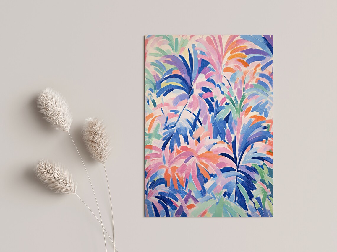 Abstract Palm Leaf Tropical Poster, Modern Living Room