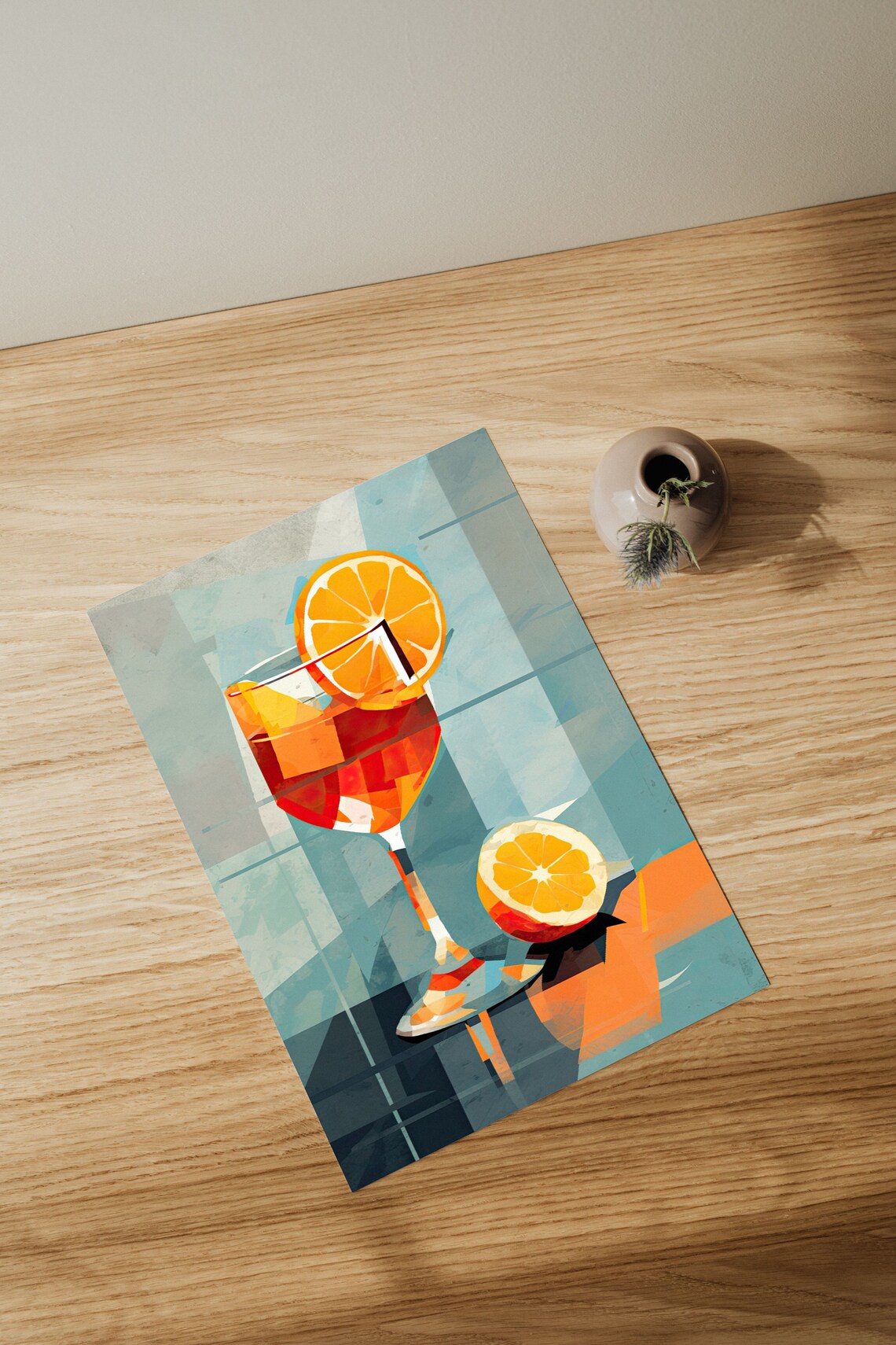 Abstract Aperol Spritz Cocktail Poster, Modern Decor