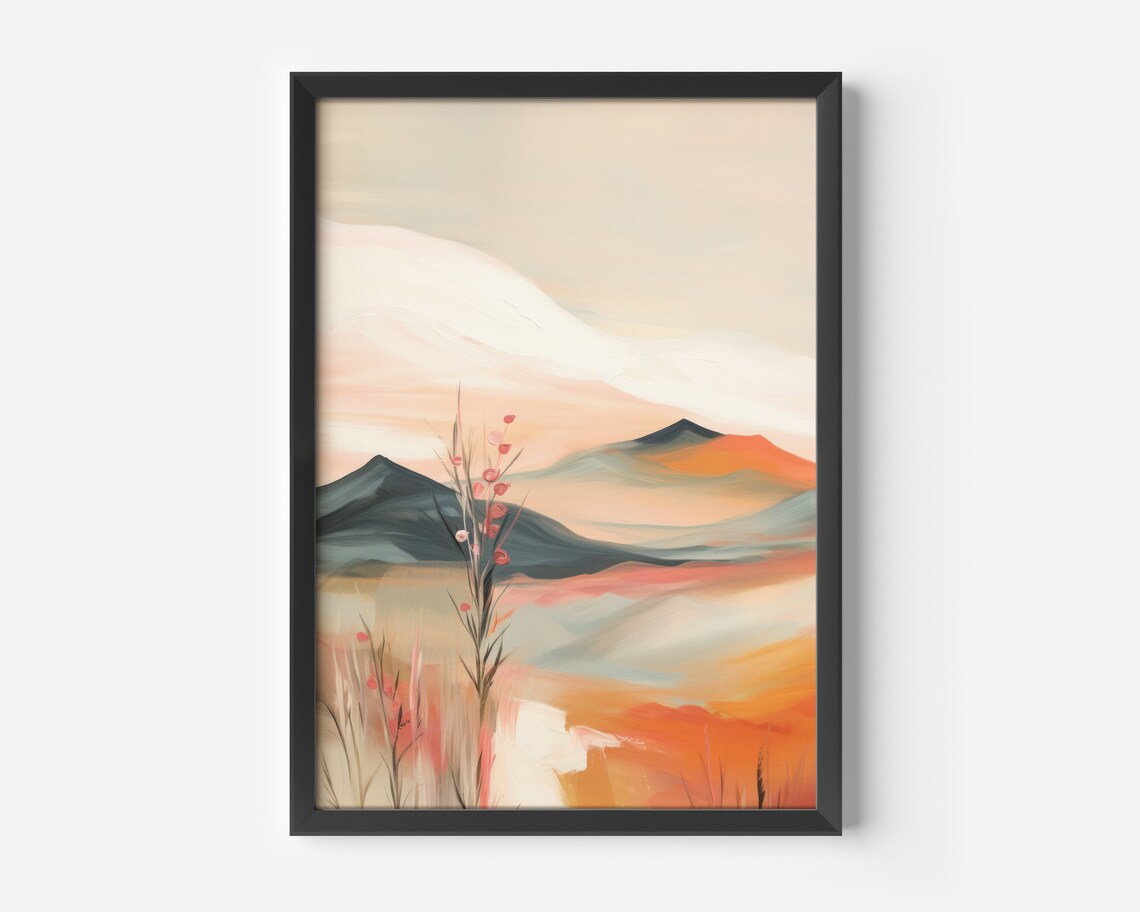 Pastel Abstract Mountains Landscape Art Print
