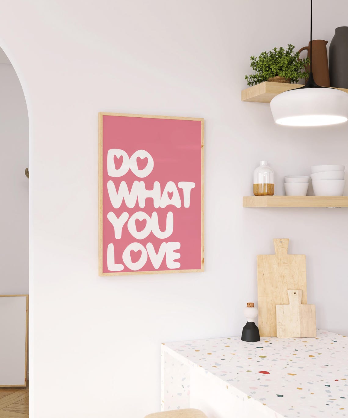 Do What You Love Pink Motivational Quote Poster with Bubble Letters