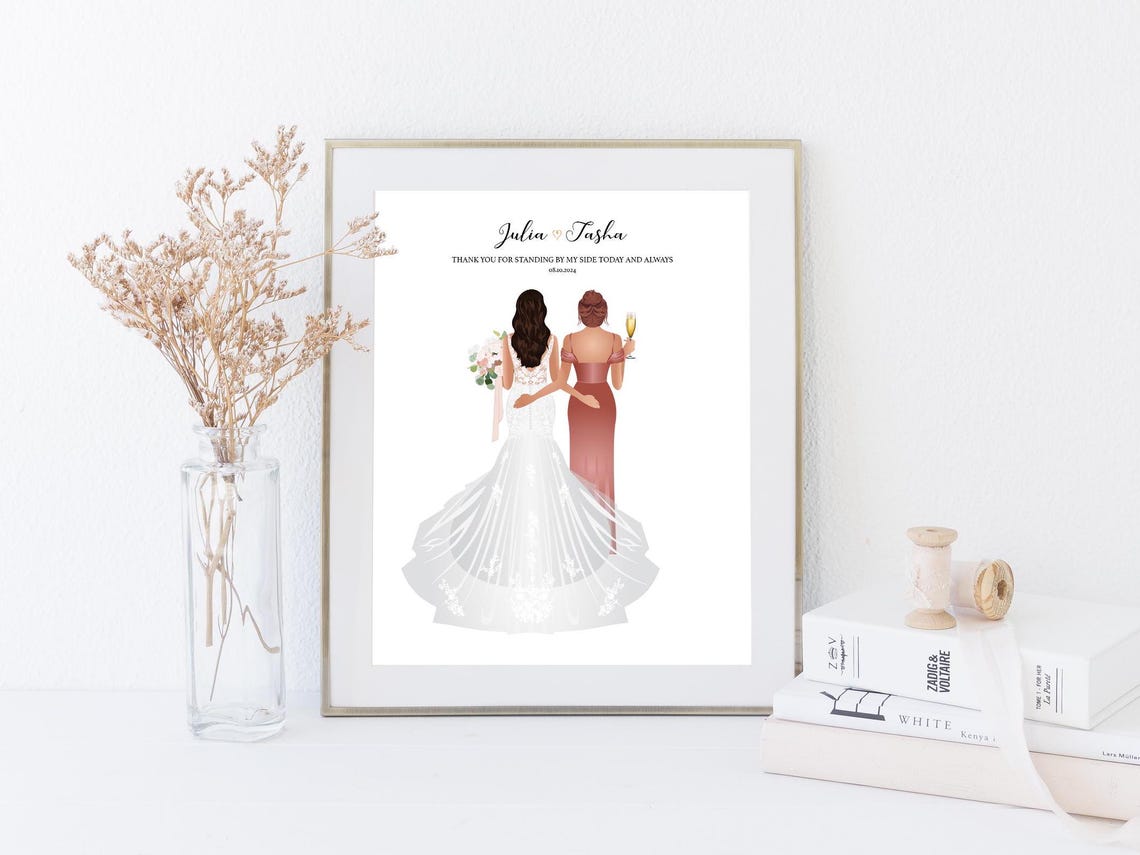 Bridesmaid For A Day Best Friends For Life Custom Wedding Poster - Image 4