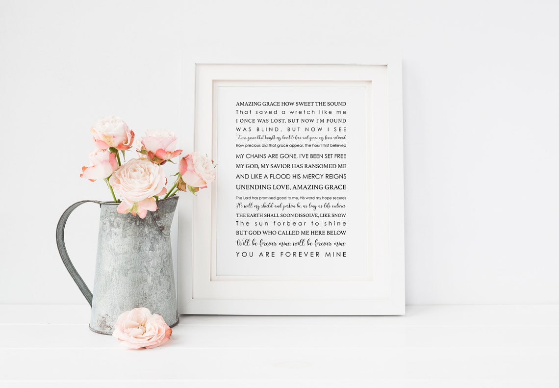 Amazing Grace Hymn Lyrics Typography Faith Gift Keepsake Poster - Image 5