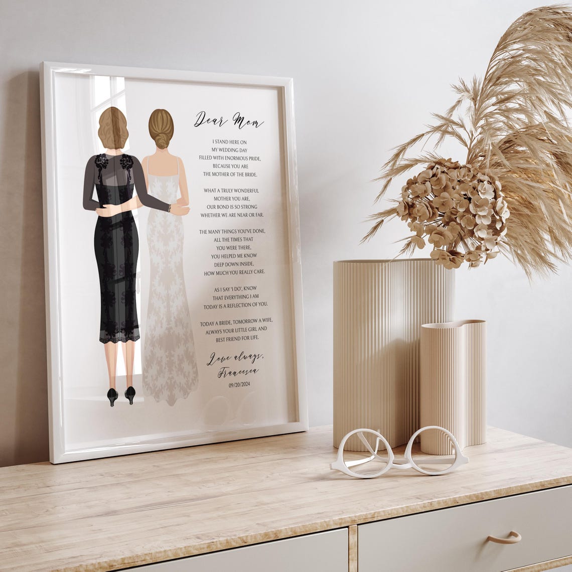 Dear Mom Mother Of The Bride Poem Personalized Custom Wedding Poster - Image 4
