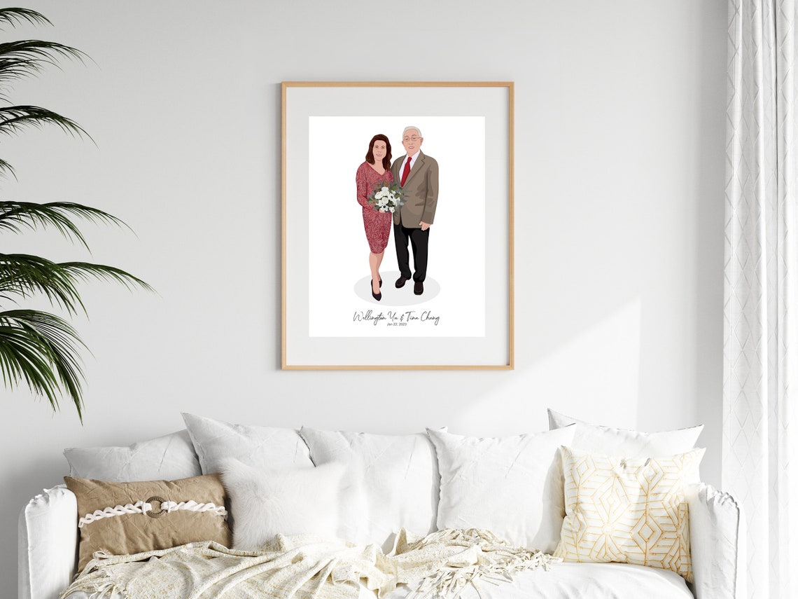 Anniversary Couple Portrait Custom Cartoon Illustration Poster - Image 3