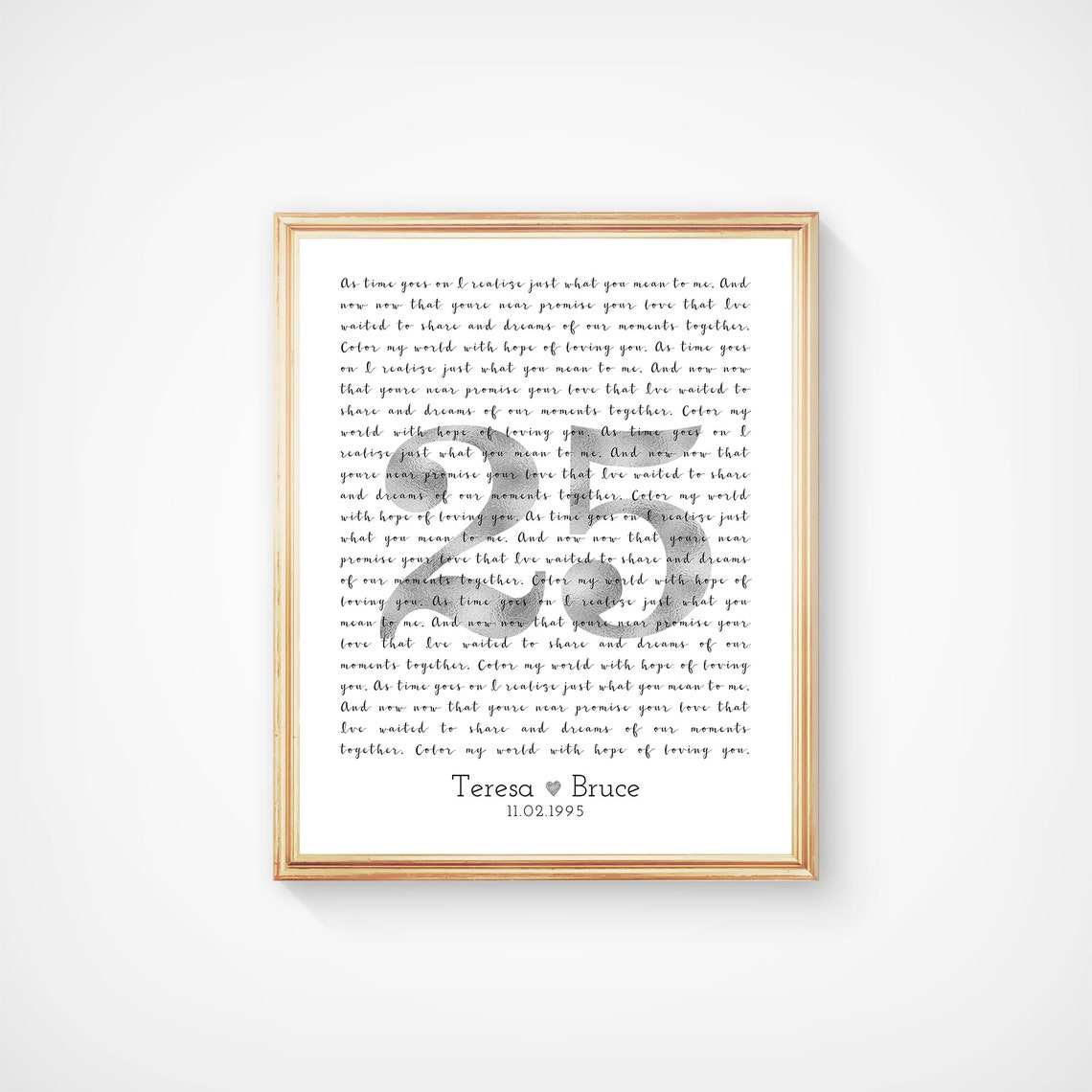 Personalized Custom Ampersand Shaped Song Lyrics Anniversary Poster - Image 2