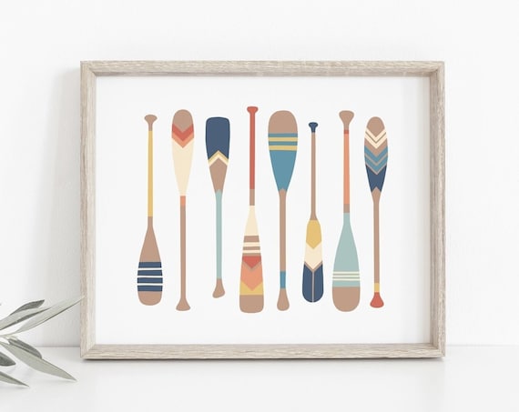 Paddle Print, Vintage Nautical Lake House Art Print