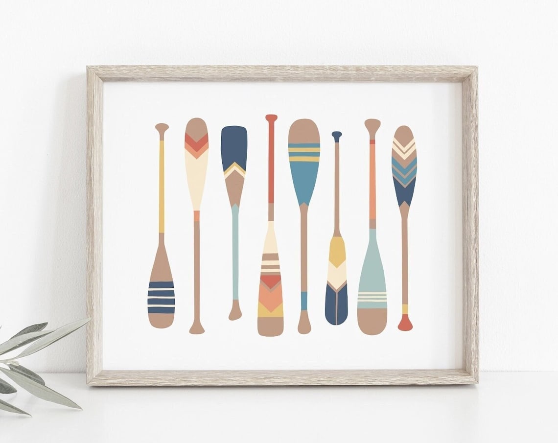 Paddle Print, Vintage Nautical Lake House Art Print