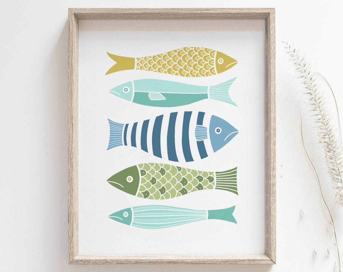 Japanese Fish Print, Minimalist Scandinavian Wall Art