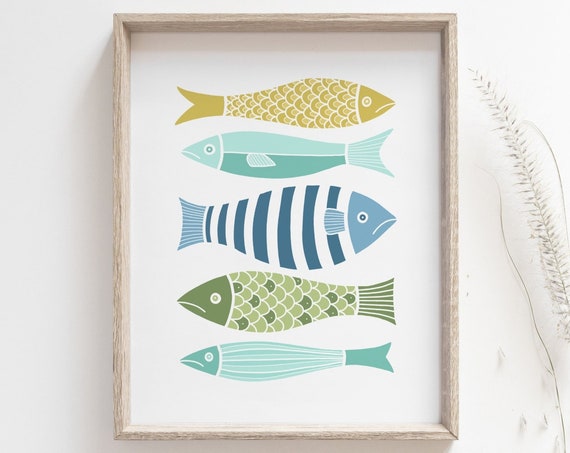 Japanese Fish Print, Minimalist Scandinavian Wall Art