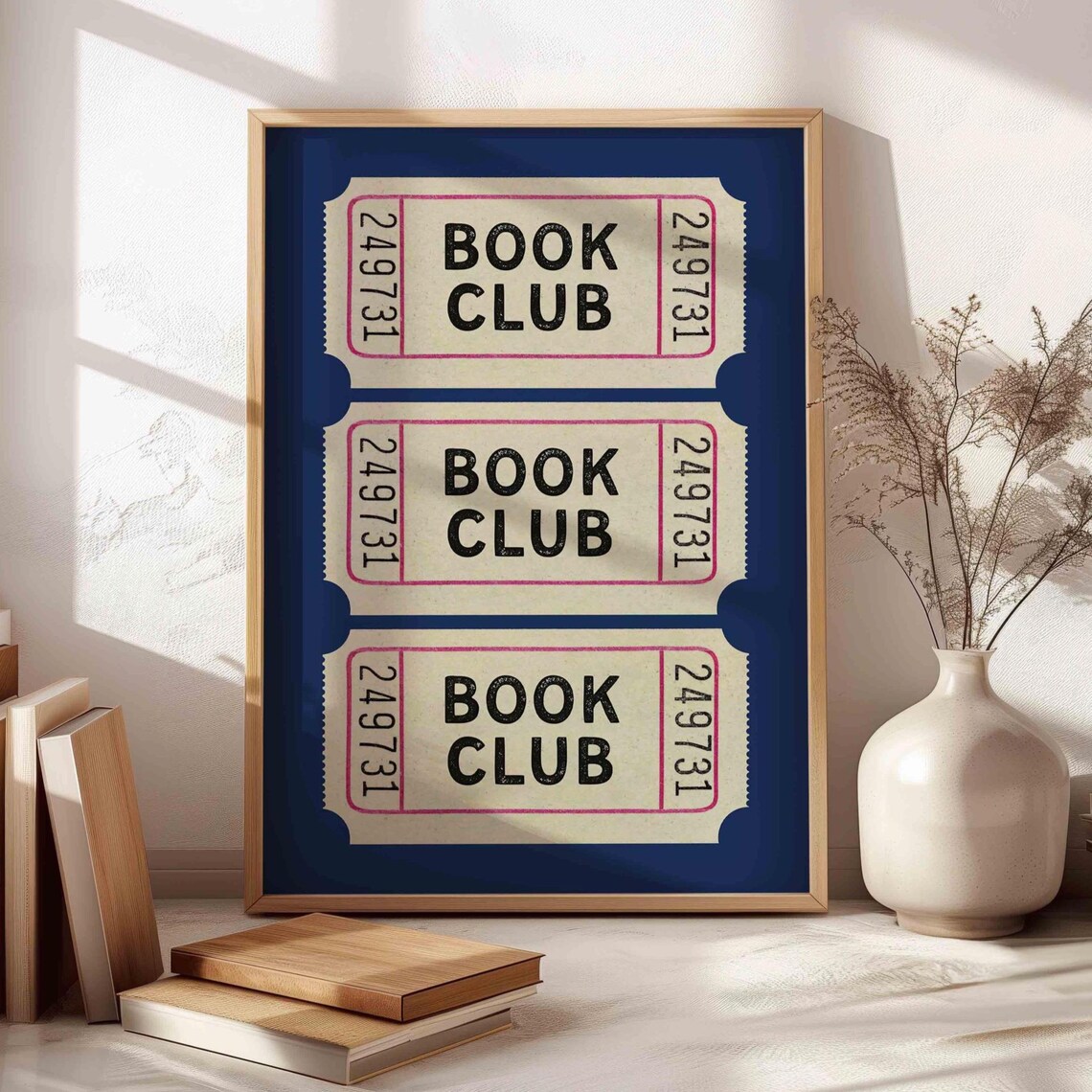 Retro Ticket Stub Book Club Library Art Print