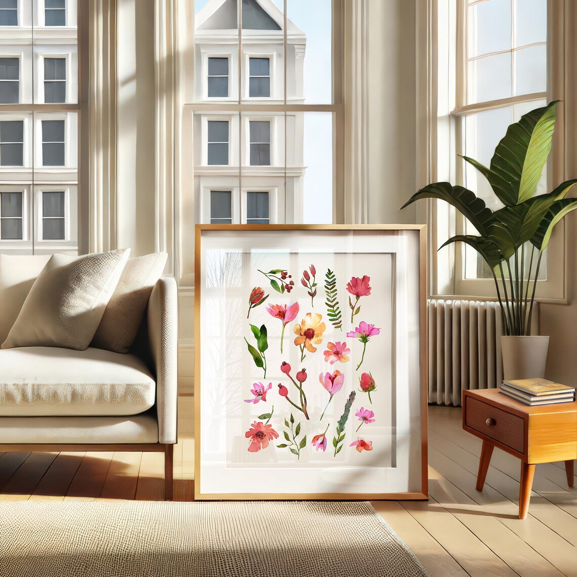 Watercolor Wildflower Botanical Bouquet Collage Flower Wall Art - Image 4