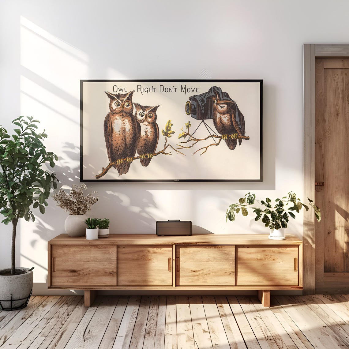 Owl Right Dont Move Funny Vintage Owl Photography Pun Wall Art - Image 4