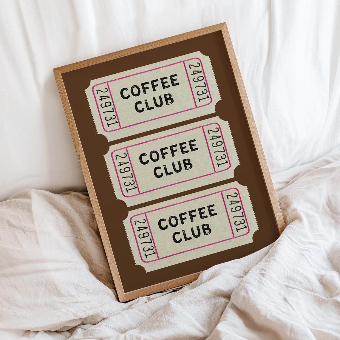 Coffee Club Vintage Ticket Stub Trio Brown Retro Kitchen Poster - Image 3
