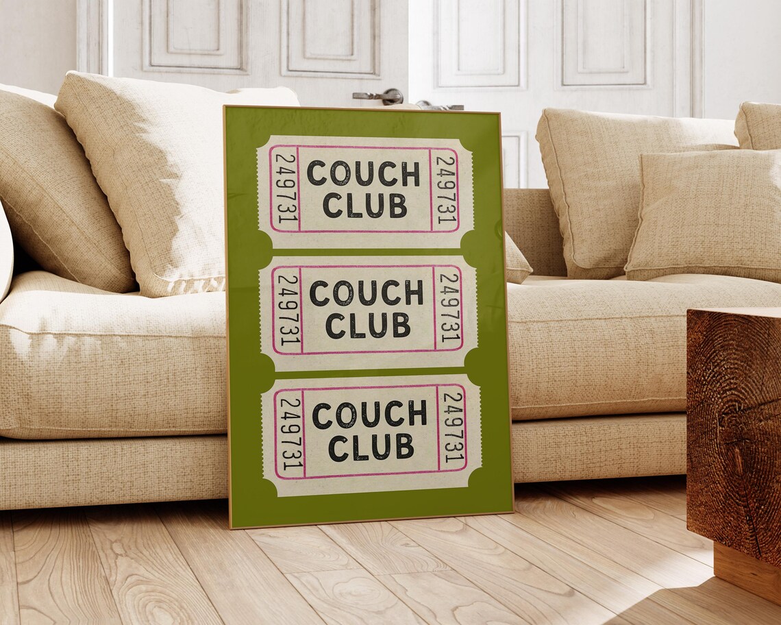Couch Club Ticket Stub Vintage Poster, Living Room - Image 4