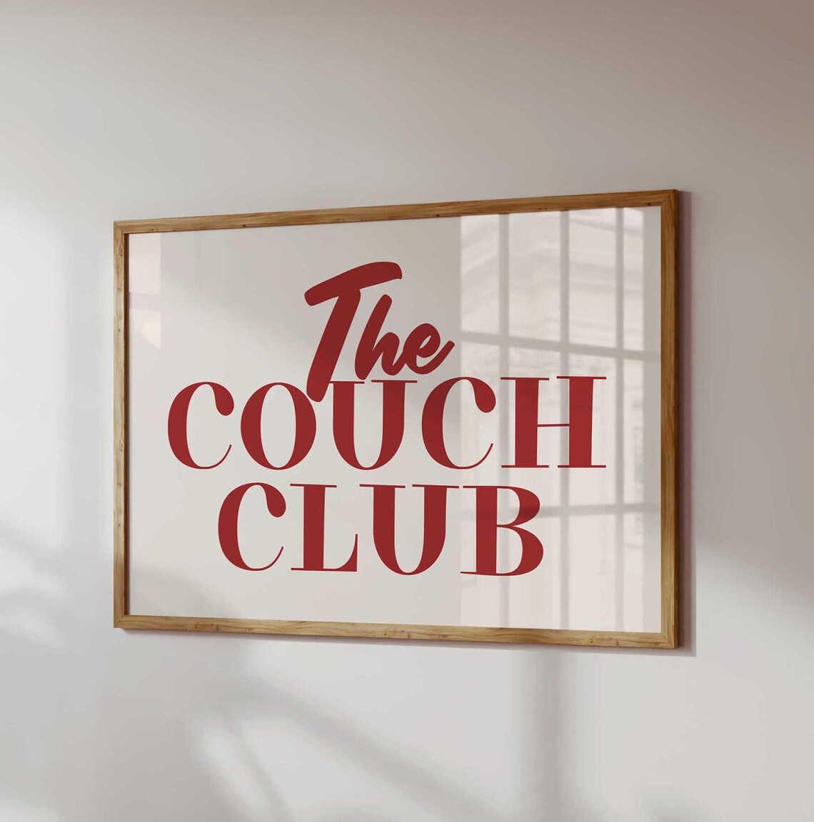 The Couch Club Bold Deep Red Serif Typography Living Room Poster