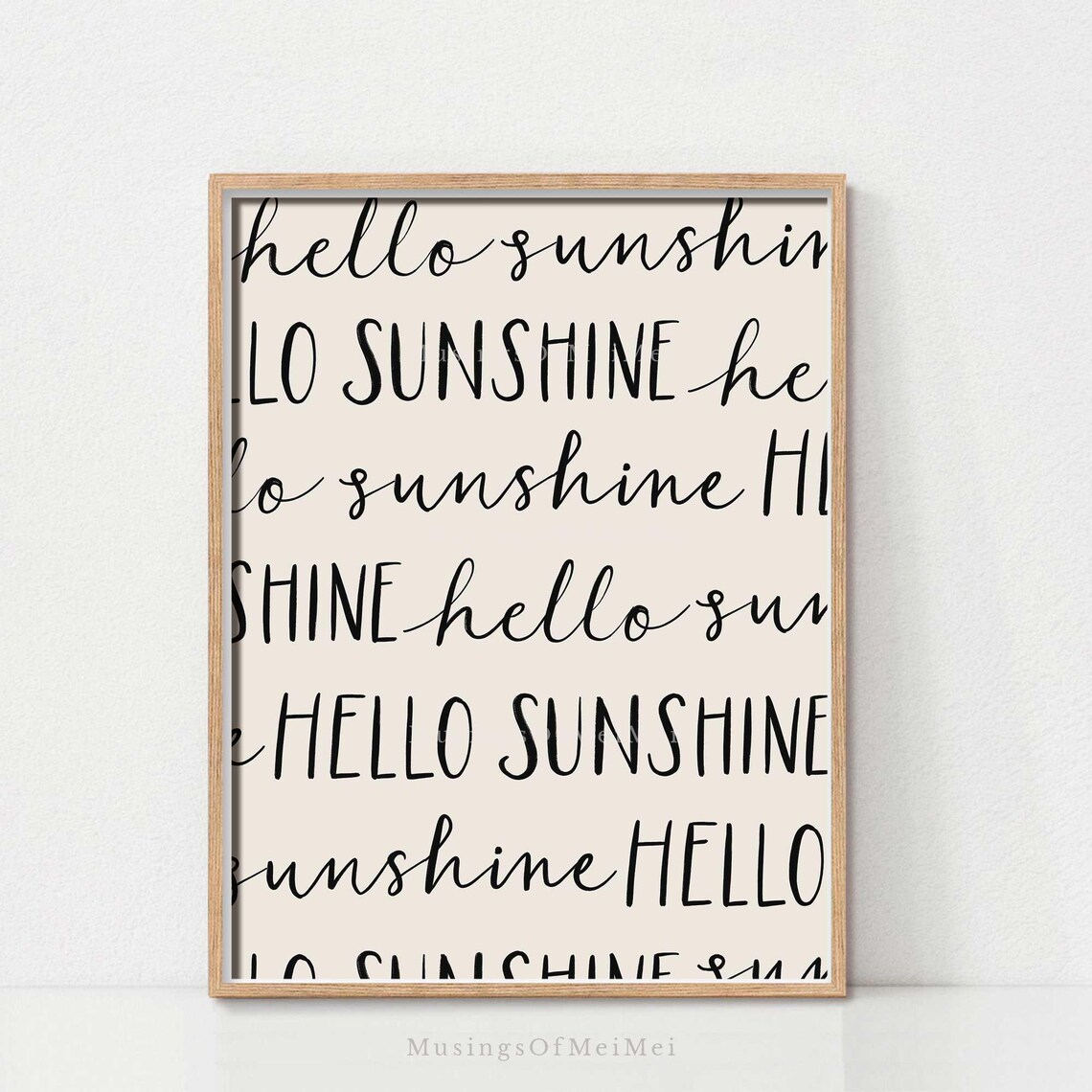 Hello Sunshine Wall Art Print Nursery Kids Room Decor Modern Hand Lettered Typography Neutral