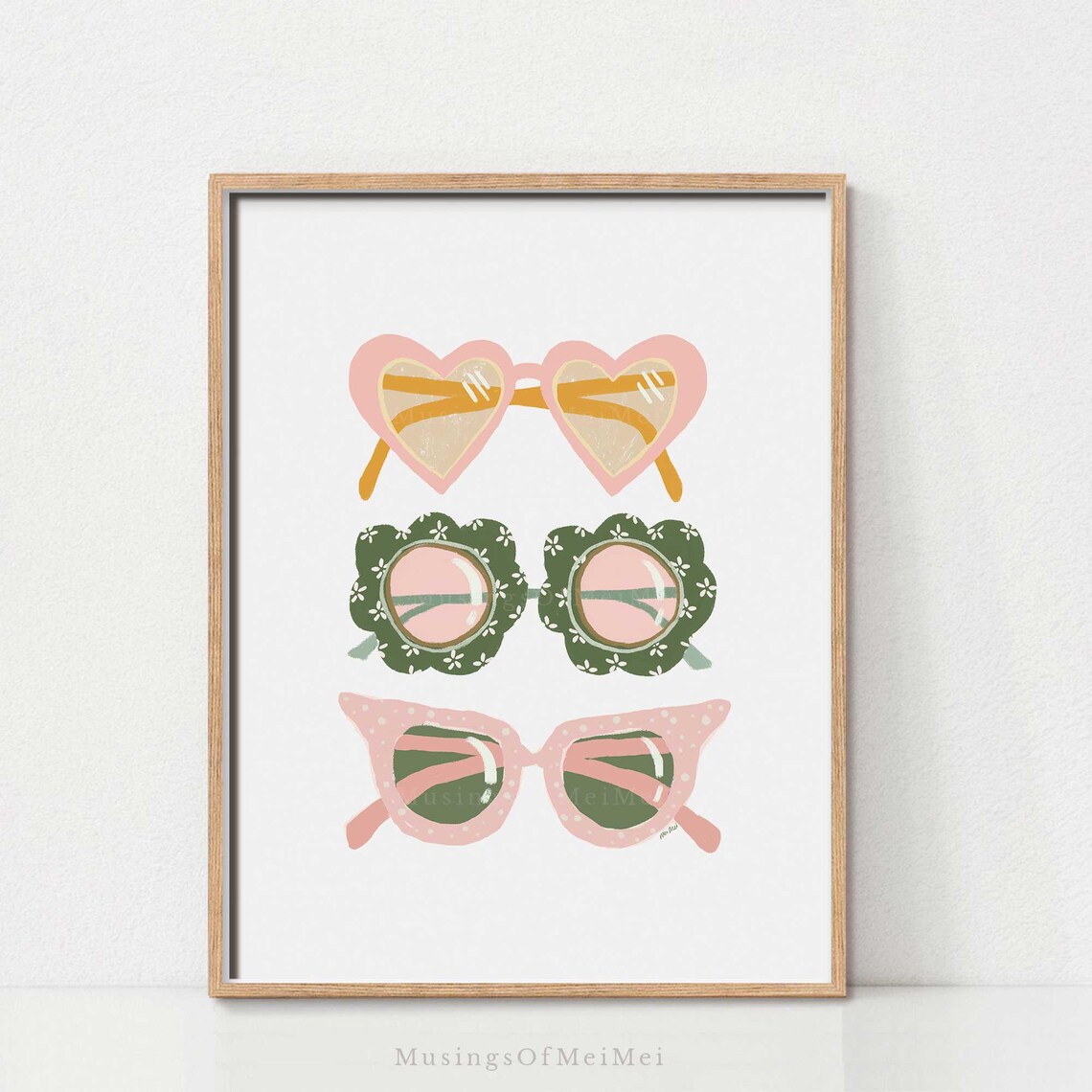 Minimalist Sunglasses Art Print, Neutral Boho Nursery