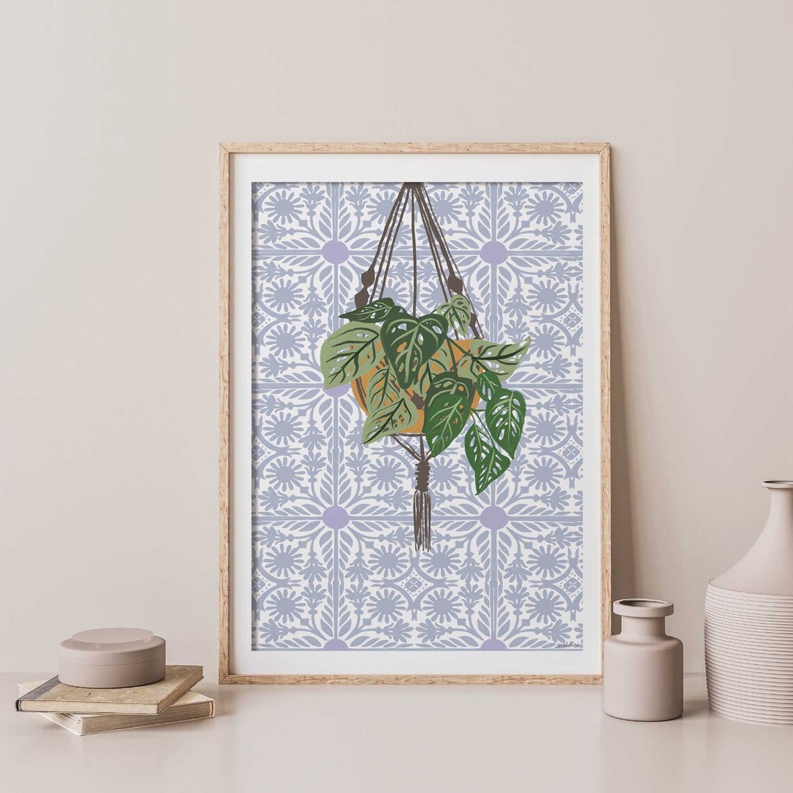 Lisbon Tiles Botanical Plant Wall Art Print - Image 3