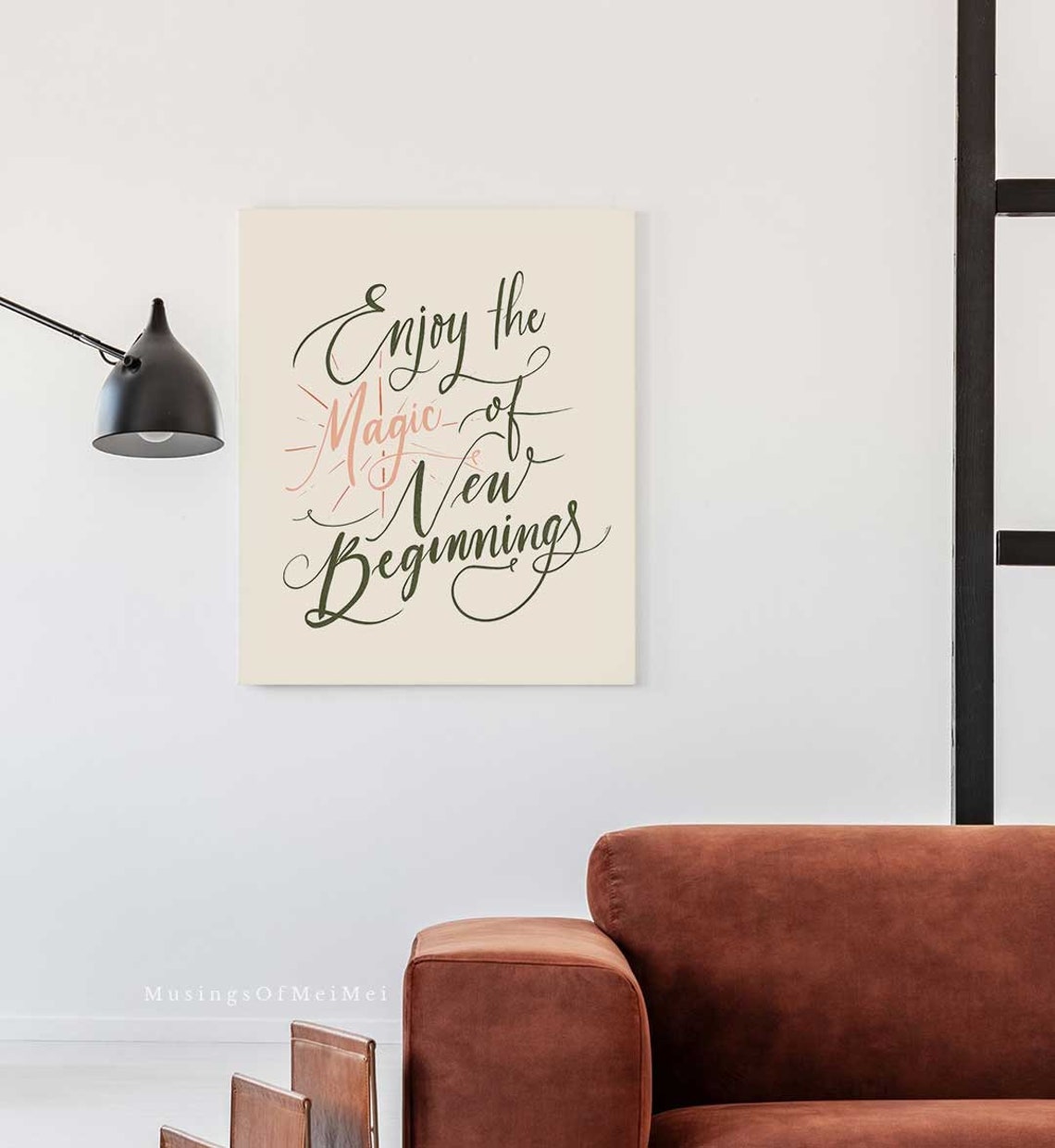 Enjoy The New Beginnings Art Home Decor Sign Inspirational Quote Office Decor New Years Print Dorm Decor - Image 2