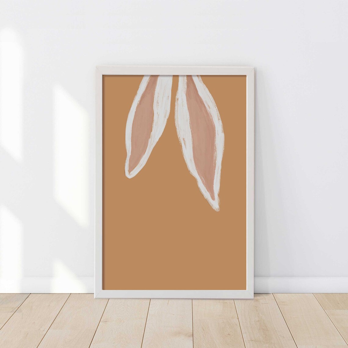 Abstract Bunny Ears Close Up Minimal Terracotta Modern Easter Art Poster - Image 3