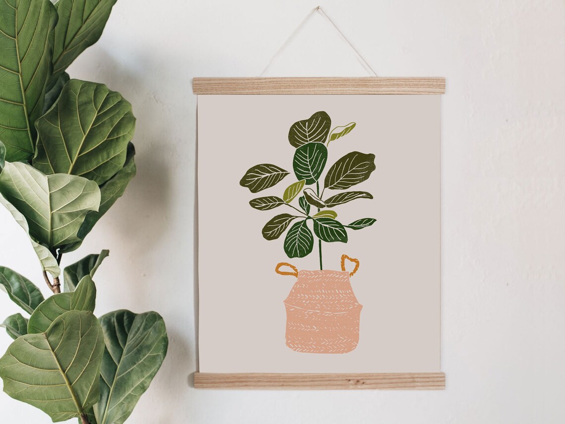 Boho Fiddle Leaf Fig Botanical Art Print, Nursery Decor - Image 2