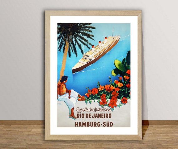 Rio De Janerio Hamburg Sd Vintage Travel Poster Poster Paper Or Print Gift Idea