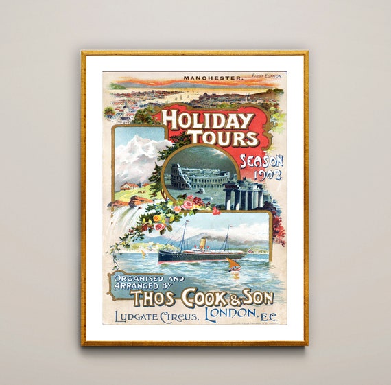 Holiday Tours Manchester Vintage Travel Poster Poster Paper Or Print Gift Idea Wall Decor