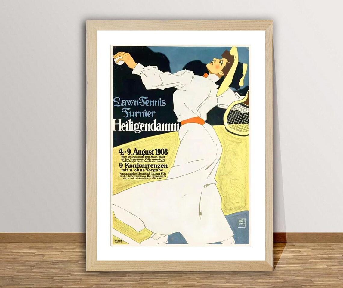 Heiligendamm 1908 Lawn Tennis Turnier Vintage German Sports Poster - Image 2