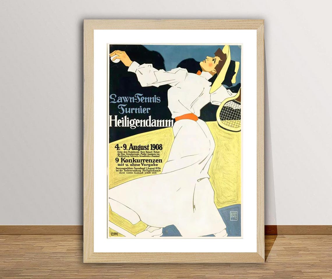 Lawn Tennis Turnier Heiligendamm Vintage Sport Poster Tennis Lovers Tennis Players Tennis Club - Image 2