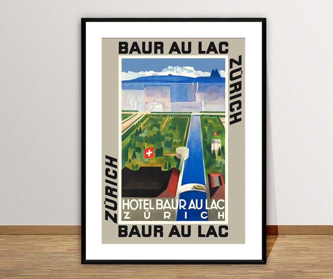 Hotel Baur au Lac Zurich Swiss Lake Art Deco Travel Art Print - Image 2