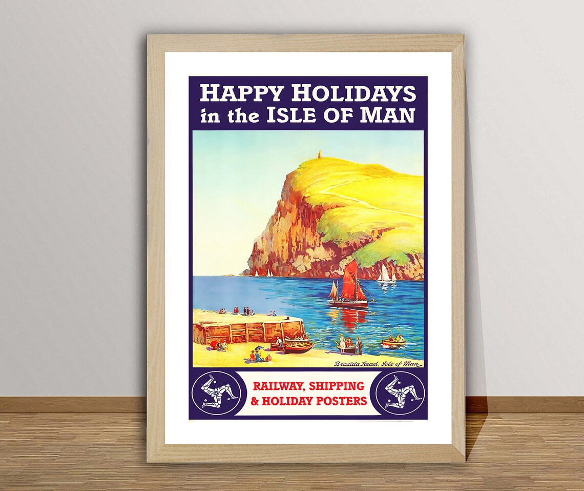 Isle of Man Vintage Travel Poster, Holiday Print