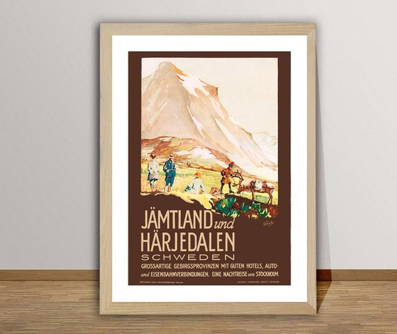 Jamtland Und Harjedalen Schweden Vintage Travel Poster Retro Jamtland Poster Gift Idea Wall Decor