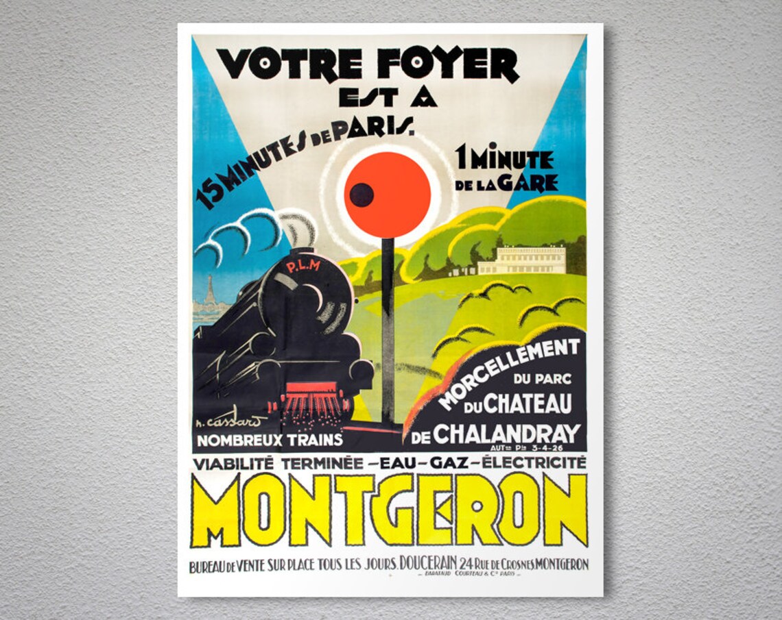 Montgeron Chalandray Park Paris Suburb Vintage Railway Ad Poster - Image 2