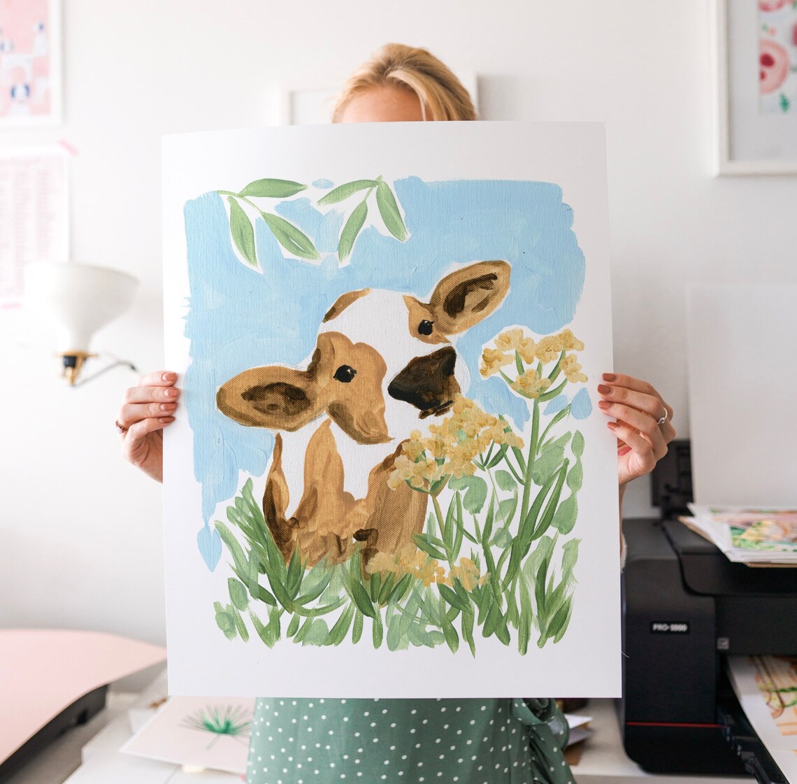 Baby Cow Art Print, Farmhouse Nursery Decor - Image 3