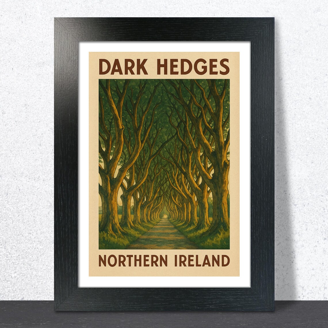 Dark Hedges Northern Ireland Vintage Beech Tree Avenue Travel Poster