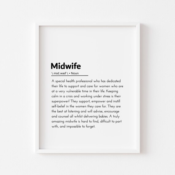 Midwife Definition Thank You Appreciation Gift Dictionary Wall Art