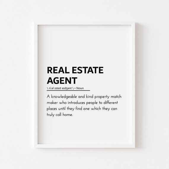 Real Estate Agent Definition Realtor Office Decor Closing Poster