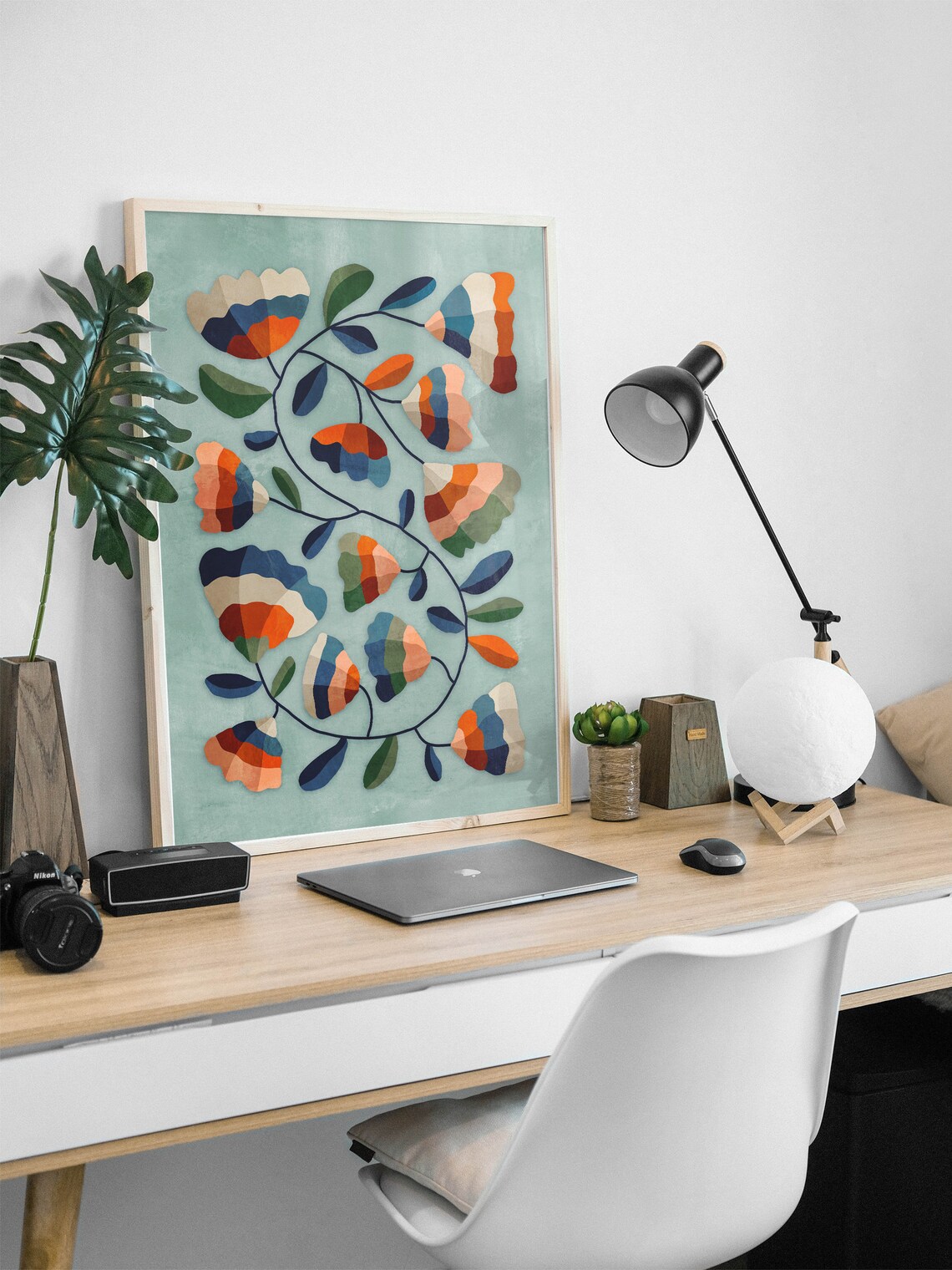 Flowers Folk Motif Art Print, Botanical Decor - Image 3