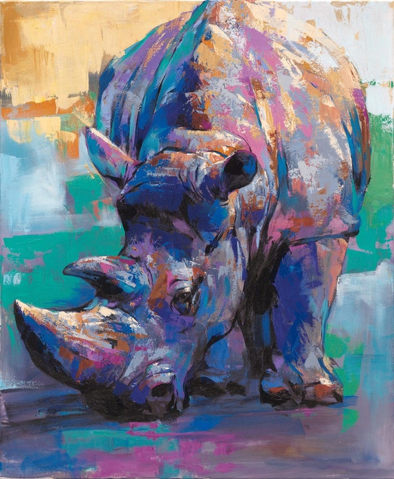 Rhino Art Print, Nursery Decor