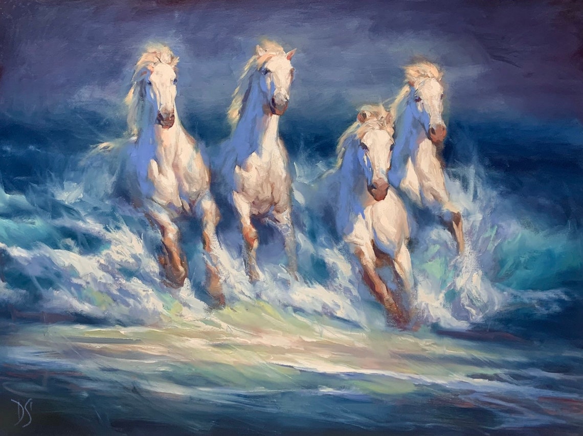 Original Painting Stormpiercers 30x40 One Of A Kind Oil On Water Horse Wall Art Farmhouse Decor Majestic Equine Painting