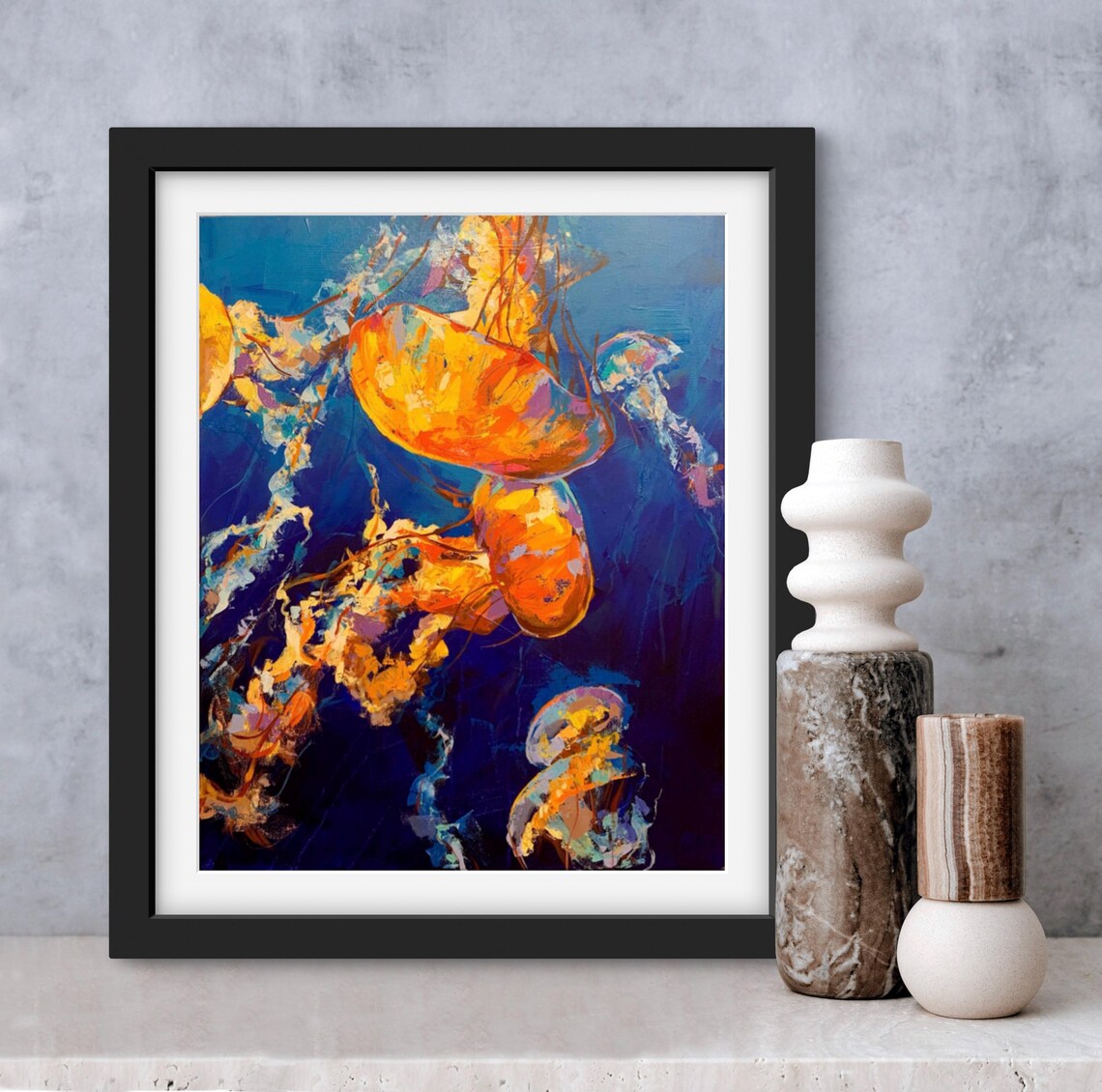 Jellyfish Deep Sea Poster, Coastal Home Decor
