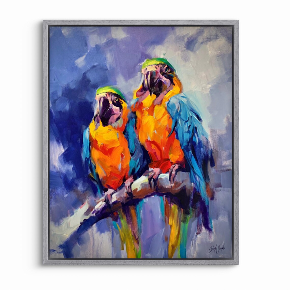 Pair Of Colorful Macaws Vibrant Bird Oil Painting Nature Poster - Image 2