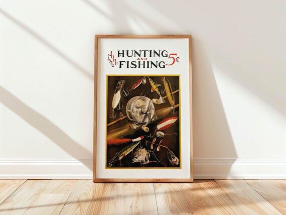 Hunting And Fishing June Vintage Magazine Cover Retro Poster