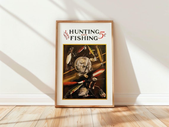 Rod Reel Fishing Print Gift For Fisherman Art Poster Retro Angler Wall Decor Fishing Artwork Outdoorsy Wall Art Fishing Dad