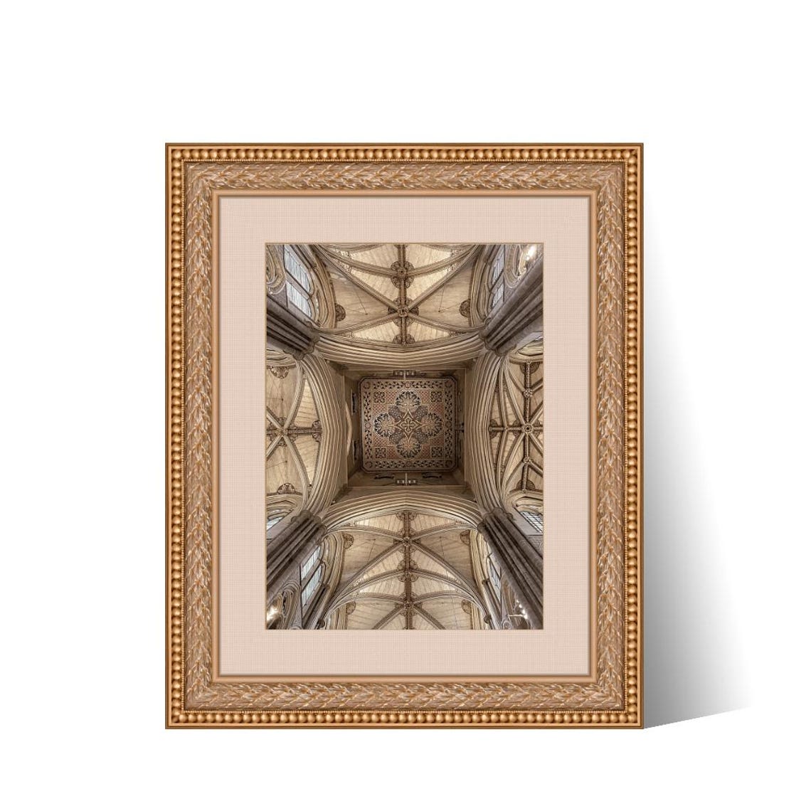 Gothic Cathedral Vaulted Ceiling Stone Architecture Photo Poster
