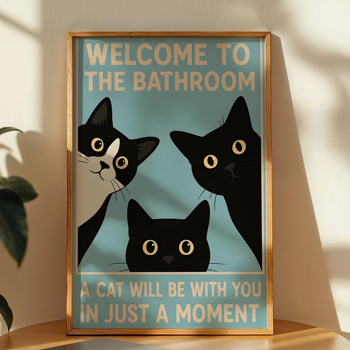 Welcome To The Bathroom Funny Cat Vintage Art Print